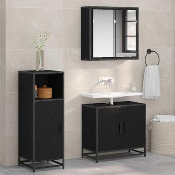 vidaXL Badkamermeubelset Zwart Eiken 35 x 37,5 x 100 cm, Verzenden, Nieuw, Overige typen
