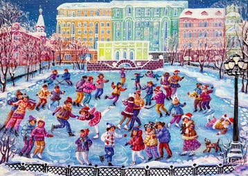 Nadejda Razoumova (b. 1950) - The Joy of Winter – Skating at