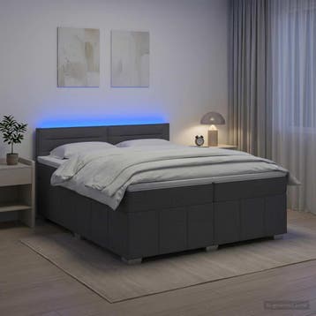 vidaXL Boxspringbed met matras Donkergrijs 200 x 200 cm Stof, Verzenden, Nieuw, Tweepersoons