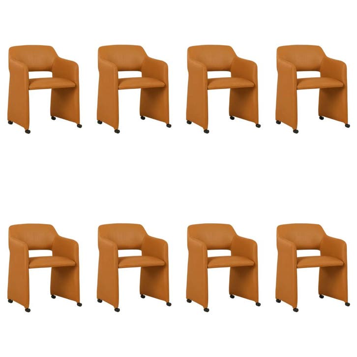 Set van 8 Leren eetkamerstoelen Icon - Toledo Mandarin, Huis en Inrichting, Stoelen, Nieuw, Leer, Ophalen of Verzenden