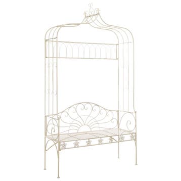 vidaXL Tuinbank 122 cm ijzer antiekwit, Tuin en Terras, Verzenden, Nieuw, Metaal