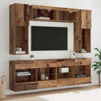 vidaXL TV Wandkast Set met LED 6 pcs Oudhout Geconstrueerd, Huis en Inrichting, Kasten | Televisiemeubels, Minder dan 50 cm, Verzenden