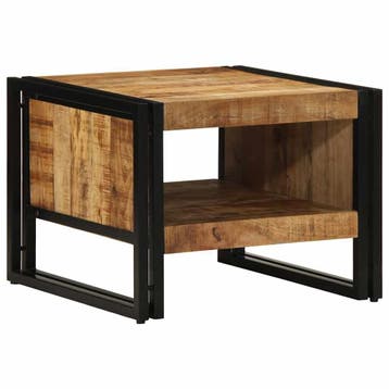 vidaXL Salontafel 50x50x38 cm massief ruw hout mango, Huis en Inrichting, 50 tot 100 cm, Verzenden, Nieuw, 50 tot 100 cm