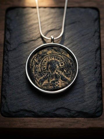Byzantijns Brons Munthanger - Jezus Christus, Koning der