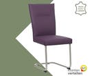 Leren eetkamerstoel Retro - Toledo Aubergine (paars) -, Huis en Inrichting, Stoelen, Overige kleuren, Nieuw, Leer, Ophalen of Verzenden