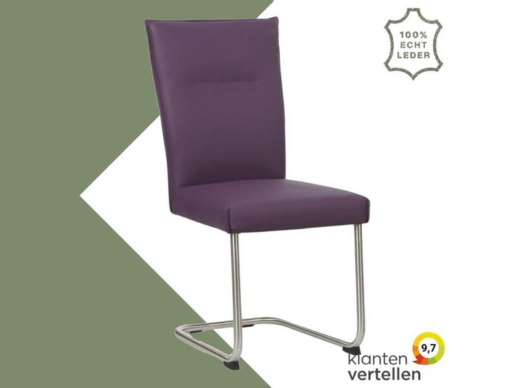 Leren eetkamerstoel Retro - Toledo Aubergine (paars) -, Huis en Inrichting, Stoelen, Eén, Overige kleuren, Nieuw, Leer, Ophalen of Verzenden