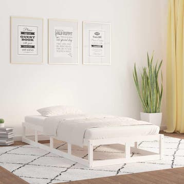 vidaXL Bedframe massief hout wit 90x200 cm, 90 cm, Eenpersoons, Verzenden, Wit