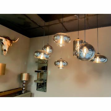 Ava Hanglamp Smoke Glas 7-Licht, Verzenden, Nieuw