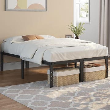 2dekans | Yaheetech Metalen Bedframe 135 x 190 cm – Zwart –, Huis en Inrichting, Slaapkamer | Bedden, Ophalen of Verzenden, Zo goed als nieuw