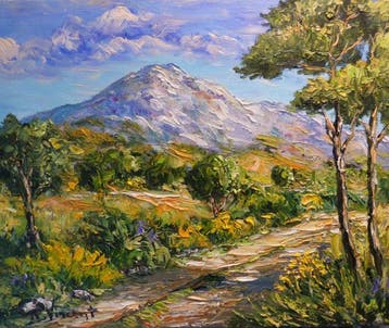 R. Vincent (1954) - Chemin vers la montagne Sainte Victoire, Antiek en Kunst, Kunst | Schilderijen | Klassiek