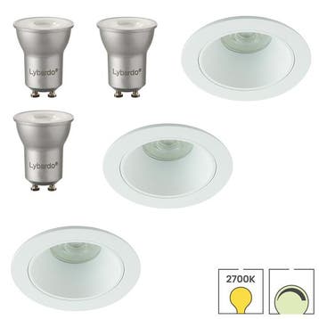Set van 3 inbouwspots Saturnus mini wit + LED spots GU11, Verzenden, Nieuw, Overige typen