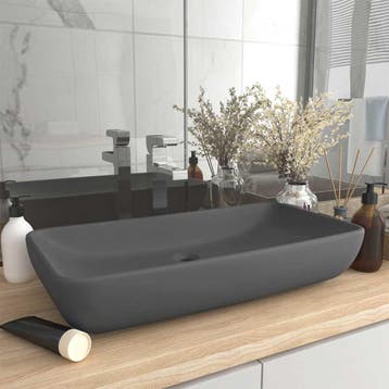 vidaXL Wastafel rechthoekig 71x38 cm keramiek mat, Verzenden, Nieuw