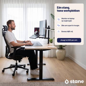 Stane Monitor Arm met Laptophouder – Monitorarm 1 Scherm en, Computers en Software, Monitoren, Ophalen of Verzenden, Zo goed als nieuw