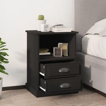 vidaXL Nachtkastjes 2 st 43x36x60 cm zwart, Minder dan 45 cm, Verzenden, Nieuw, 55 tot 70 cm