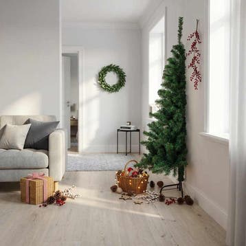 vidaXL Kunstkerstboom met standaard half 180 cm PVC groen, Verzenden, Nieuw