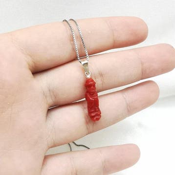 Koraal - Zilver - Hanger - met de hand uitgehouwen