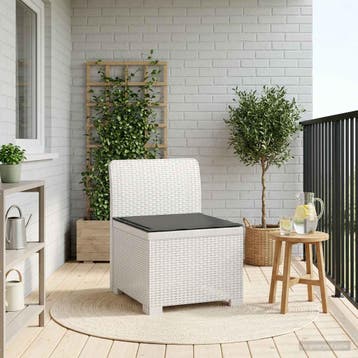 vidaXL Eénpersoons Tuinbank met Kussen Rattan Look PP Wit, Verzenden, Nieuw