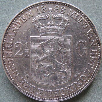 Nederland. Wilhelmina. 2 1/2 Gulden 1898a