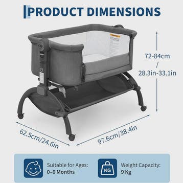 3-in-1 Baby Wieg & Co-Sleeper met Klamboe - Verstelbaar & Dr, Verzenden, Nieuw