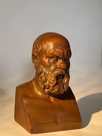 Beeldje - Sculpted head of Socrates (Ancient Greece) -, Antiek en Kunst