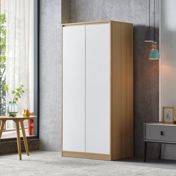 [en.casa] Kledingkast Bastheim 176x80x52 cm eiken en wit, Verzenden, Nieuw
