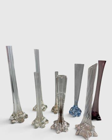 Vaas (8) - Prachtige Vintage Glazen Soliflore Vazen – Set