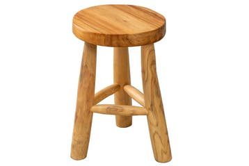 Massief houten kruk BALI 45cm natuurlijk rond teakhouten, Huis en Inrichting, Slaapkamer | Bedden, Ophalen of Verzenden, Nieuw