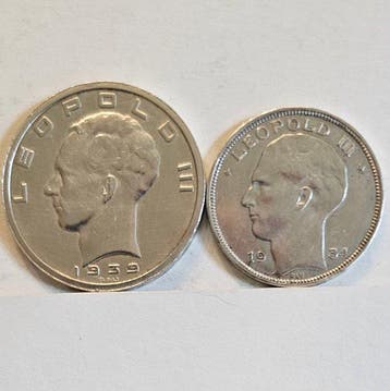 België. Leopold III. Silver Coin Lot – 50 Francs 1939 + 20