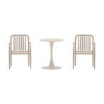 *WOONWINKEL* Cafeset Beige Stoelen En Ronde Tafel, Verzenden, Nieuw