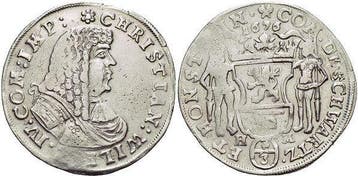2/3 taler, daalder(gulden) 1676 Hm Schwarzburg-sondershau..., Verzenden