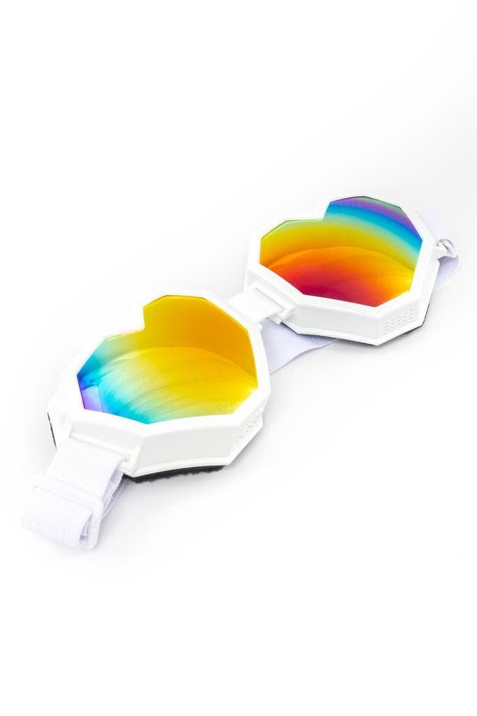 Goggles Hartjes Skibril Bril Wit Montuur Regenboog Spiegelgl, Kleding | Heren, Carnavalskleding en Feestkleding, Nieuw, Overige maten