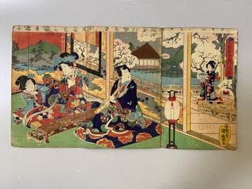 Utagawa Kunimori II — Ukiyo-e Woodblock Print Triptych,
