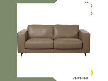 Leren bank Clear - 2,5 zits - Granada Taupe (taupe/bruin) -, Huis en Inrichting, Banken | Bankstellen, Bohemian, Eigentijds, Modern, Retro, Vintage