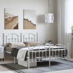 vidaXL Bedframe met hoofd- en voeteneinde metaal wit 150x200, Verzenden, Wit, Overige maten, 200 cm