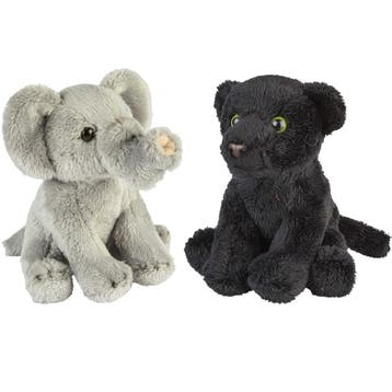 Safari dieren knuffels - olifant en zwarte panter - pluche, Verzenden, Nieuw