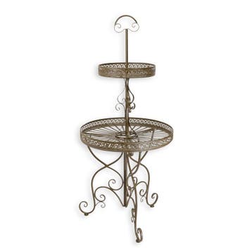 A 2-TIER ROUND IRON ETAGÈRE - BROWN (Beeldjes - Decoratie), Verzenden, Nieuw