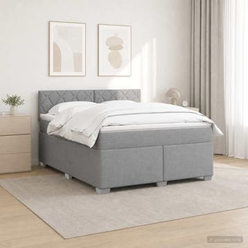 vidaXL Boxspring Bed met Matras en LED Lichtgrijs 160 x 200, Verzenden, Nieuw, Tweepersoons
