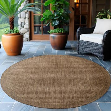 Rond Buitenkleed | Giza | Kader | Bruin | 120x120 cm, Verzenden, Nieuw