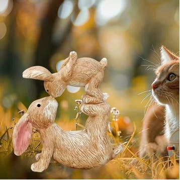 Hars Konijn Tuinbeeld met Kussen Bunny Tuindecoratie, Verzenden, Nieuw