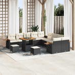 vidaXL Tuinbankenset 13 pcs Zwart poly rattan, Verzenden, Nieuw, Rotan, 3 zitplaatsen