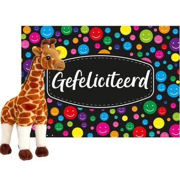 Keel toys cadeaukaart Gefeliciteerd - giraffe knuffel - 30, Verzenden, Nieuw