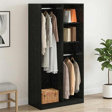 vidaXL Kledingkast Zwart eiken 100 x 50 x 200 cm Bewerkt, Huis en Inrichting, Verzenden, Nieuw