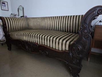 Sofa - Hout, Fluweel, Antiek en Kunst, Antiek | Overige Antiek