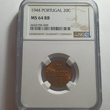 Portugal. 20 centavos 1944 MS 64 RB (Zonder minimumprijs), Postzegels en Munten