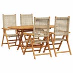 vidaXL Tuin eettafelset 5 pcs Beige Massief Acaciahout, Tuin en Terras, Tuinsets en Loungesets, Verzenden, Nieuw, 5 zitplaatsen