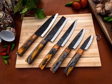 Keukenmes - Kitchen knife set - 713 - Staal, Hout,