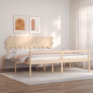 vidaXL Seniorenbed met hoofdbord massief hout 200x200 cm, Huis en Inrichting, Slaapkamer | Bedden, Bruin, Verzenden, Overige maten