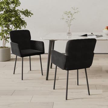 vidaXL Eetkamerstoelen 2 st fluweel zwart, Huis en Inrichting, Stoelen, Verzenden, Nieuw, Zwart