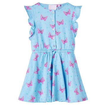vidaXL Kinderjurk met knopen zonder mouwen 128 blauw, Verzenden, Nieuw