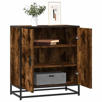vidaXL Dressoir 68x35x76 cm bewerkt hout en metaal gerookt, Verzenden, Nieuw, Overige houtsoorten
